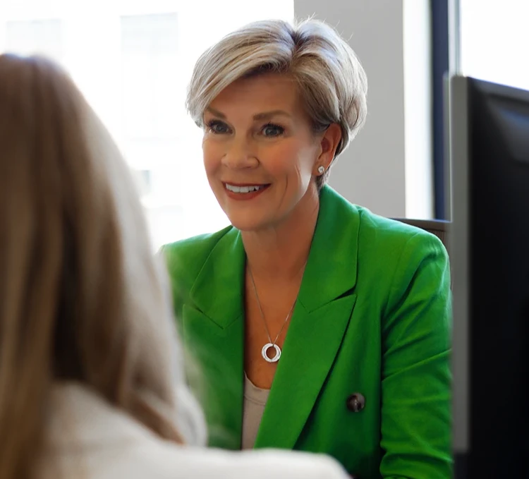 Patti Seda working in an office setting